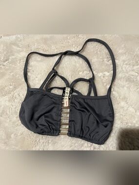 POL Black Strappy Ladder Front Bikini Top